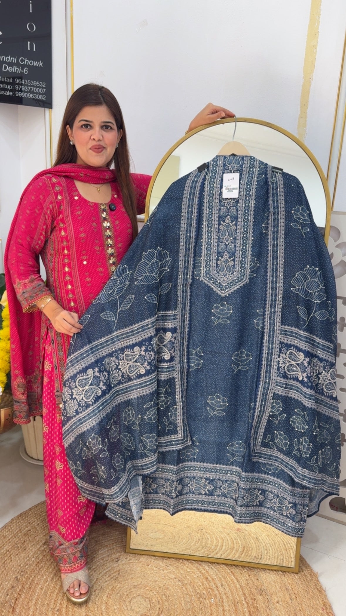 Handcrafted super soft chanderi silk katha embroidered premium suit material GF721
